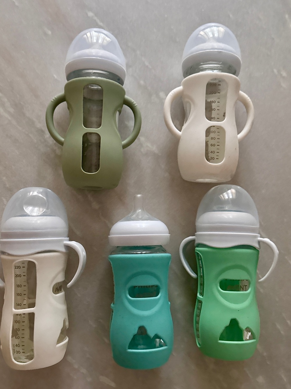 Set of 5 - Avent Philips Glass Bottles Silicone Sleeves